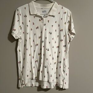 Croft & Barrow White Polo with Sailboats ⛵️ - Size Large